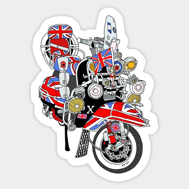 Union Jack Mods Bike Sticker by lamaisondulapino